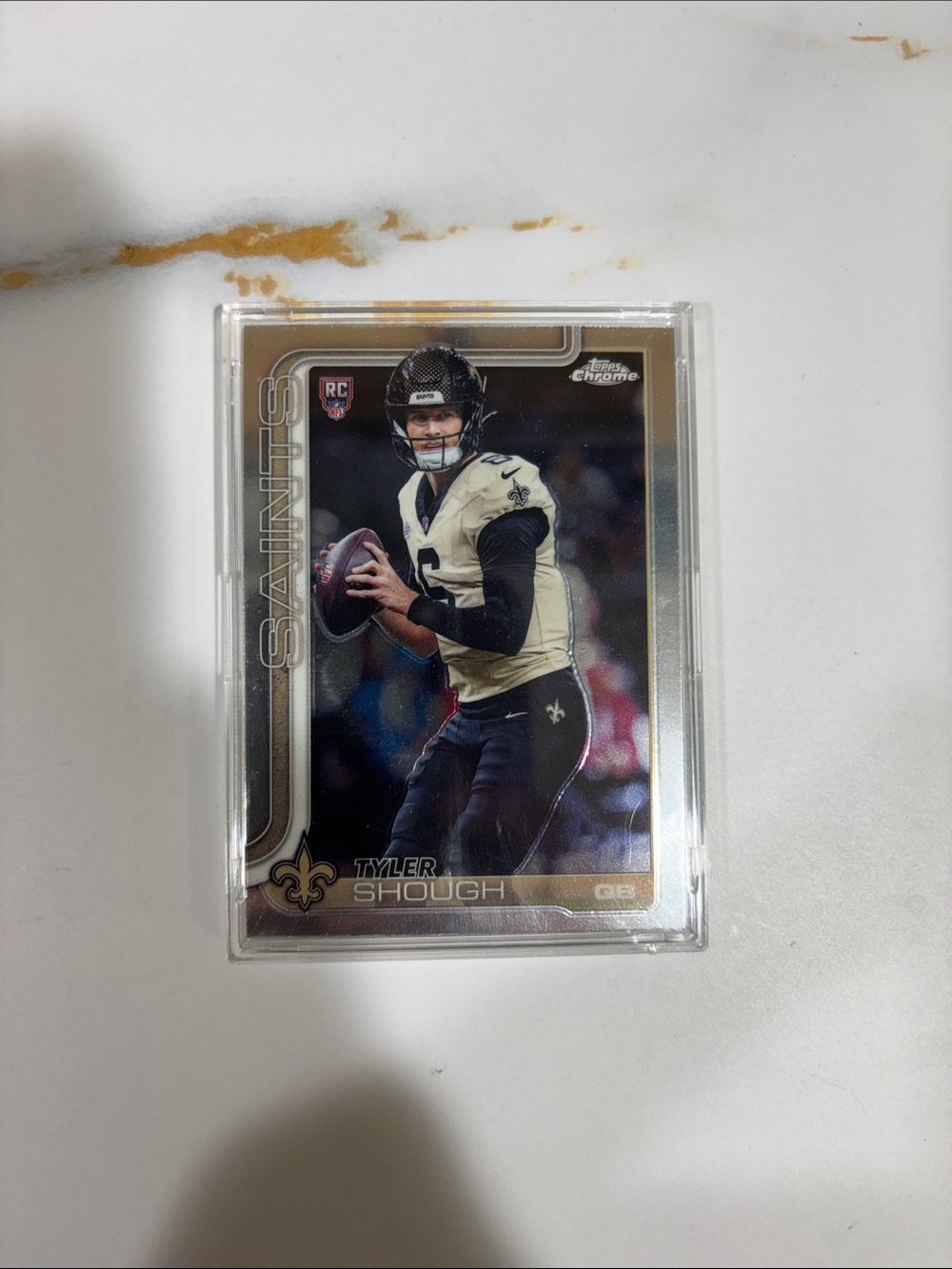 Tyler Shough Saints Topps Chrome Rookie Football Card